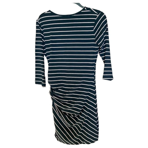 ANTHROPOLOGIE Sundry Fabian Shirt Dress Faux Wrap Gathered Striped Size Medium - Picture 3 of 8